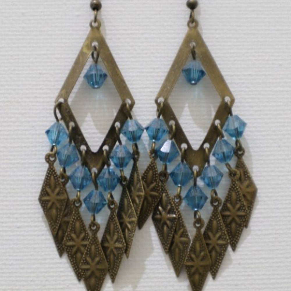 Blue Zircon Crystal Chandelier Earrings